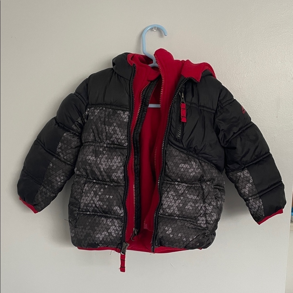 Kids Black and Red Puffer winter Jacket size 2T